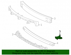Front bumper lower reinforcement fang right Toyota Sienna 21-25