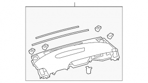 Dashboard front panel with AIRBAG Toyota Prius 30 10-15 dark gray, with glove compartments and trim, scratches