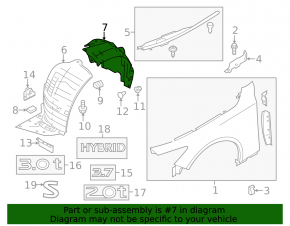Mudguard front right Infiniti Q50 14-20 rear part