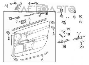 Door trim card front left Lexus CT200h 11-17 black with beige insert