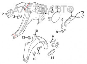 Kia Optima 14-15 rear right quarter wing