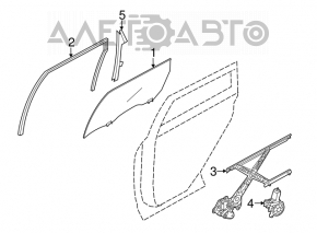Rear left window seal for Nissan Murano z51 09-14
