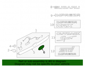 Emblem badge tailgate Subaru Impreza WRX GH 08-14 5d