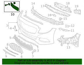 Platform for number plate of front bumper Mercedes C-class W205 15-18