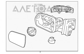 Side mirror right assembly Ford Edge 15-18 3 pins, structure