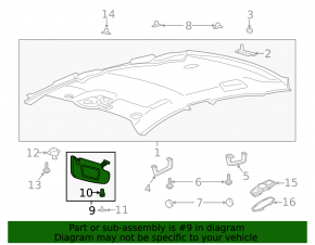 Right visor Ford Fusion mk5 17-20 light gray, without hook, without plug