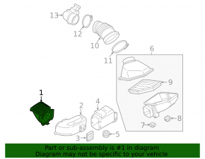 Air duct for air filter housing, left, BMW 5 G30 17-23 M5, S63, front