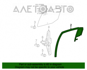 Rear left glass seal with window Chrysler 200 11-14
