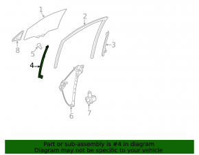 Front left door glass guide Toyota Venza 21- front