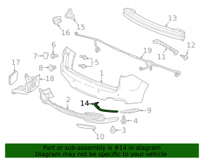 Right rear bumper molding for Acura RDX 2016-2018