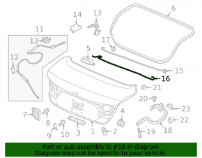 Trunk lid torsion left Honda Accord 18-22