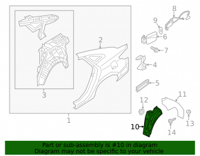 Rear right fender liner for Hyundai Azera 12-17 (front part)