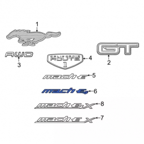 Emblem inscription Mach-E4 door front left Ford Mustang Mach-E 21-23