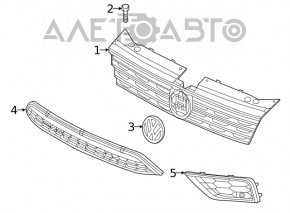 Radiator grille VW Tiguan 18-21 without emblem, under radar, 3 chrome molding
