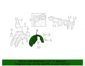 Rear right mudguard Toyota Camry v40