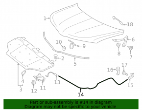 Lincoln MKX Hood Release Cable 16-18 Rear