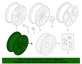 Wheel disk R19 Ford Escape MK3 13-19 type 2 light curb