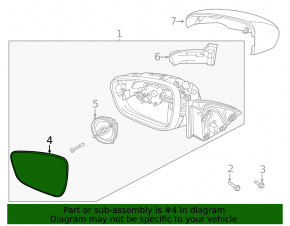 Left mirror element for Ford Escape MK4 20-25, heated, BSM