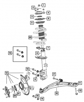 Trunnion with hub front left Jeep Patriot 11-17 with casing