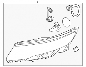 Headlight front right naked Chevrolet Volt 11-15