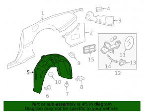Rear right fender liner Chevrolet Camaro 16-