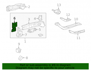 Front left side member nose bracket for Lexus CT200h 11-17