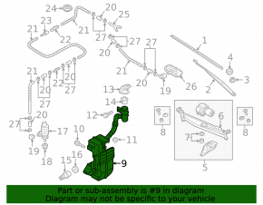 VW Passat b8 16-19 USA washer reservoir with filter, lid and sensor, cracked fastener