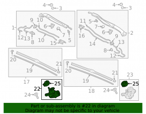 Windscreen wiper trapezoid with motor right Honda Clarity 18-21 usa