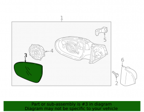Mirror element right Hyundai Kona 18-23