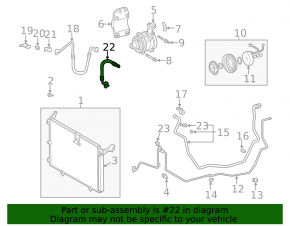Short air conditioner hose from compressor to heater for Lexus RX300 98-03
