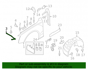 Front right fender bracket for Audi A5 08-16, steel