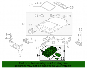 Front light for sunroof Audi A3 8V 15-16 4d black, with interior lighting