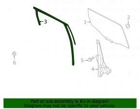 Upper rear left door molding for Ford Escape MK3 18-19 matte with glass seal