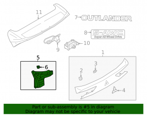 Right inner tailgate light trim for Mitsubishi Outlander 22-25