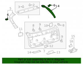 Trunk door trim right Lexus RX350 RX450h 16-22 brown