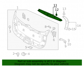 Upper trunk door trim for a Kia Sorento 2014-2015, white, scratches
