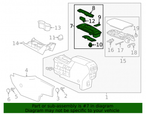 Chevrolet Equinox 18-24 black center console trim, broken mount