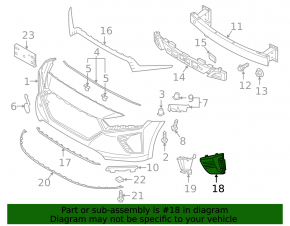 Left front bumper grille for Hyundai Ioniq 17-19 without DRL