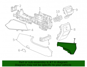 Center console trim side left rear lower Chevrolet Equinox EV 24-26 black