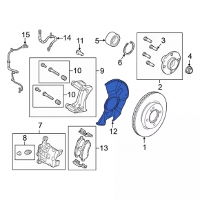 Front left brake disc cover Ford Fiesta 11-13
