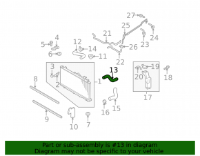 Upper left cooling hose Subaru Outback 10-14 3.6