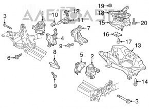 Right engine mount for Audi A6 C7 12-18 2.0 AWD