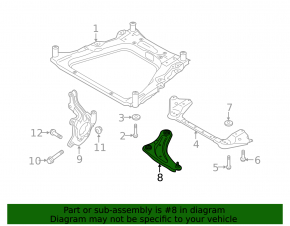 Lower control arm, front right, Nissan Juke 11-17