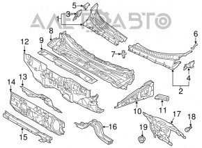 Windscreen wiper grille plastic right Mitsubishi Outlander Sport ASX 10-23