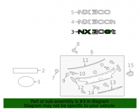 Emblem inscription NX200t tailgate Lexus NX200t 15-17