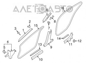 Center pillar trim lower left Nissan Maxima A36 16-23 black