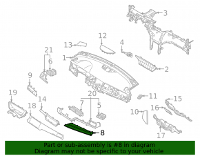 Kia Niro 20-22 gray lower right front panel trim, broken fastener