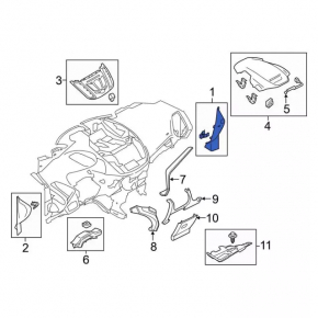 Front panel trim side right Ford Escape MK3 13-19 black