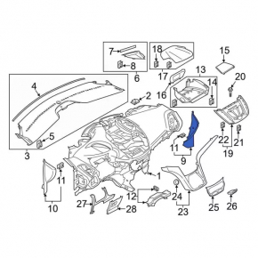 Front panel trim side right Ford Escape MK3 13-19 black