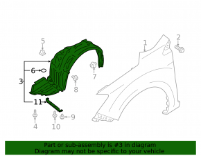 Front left fender liner for Subaru WRX 15-21